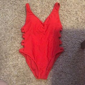 Red one piece swimsuit